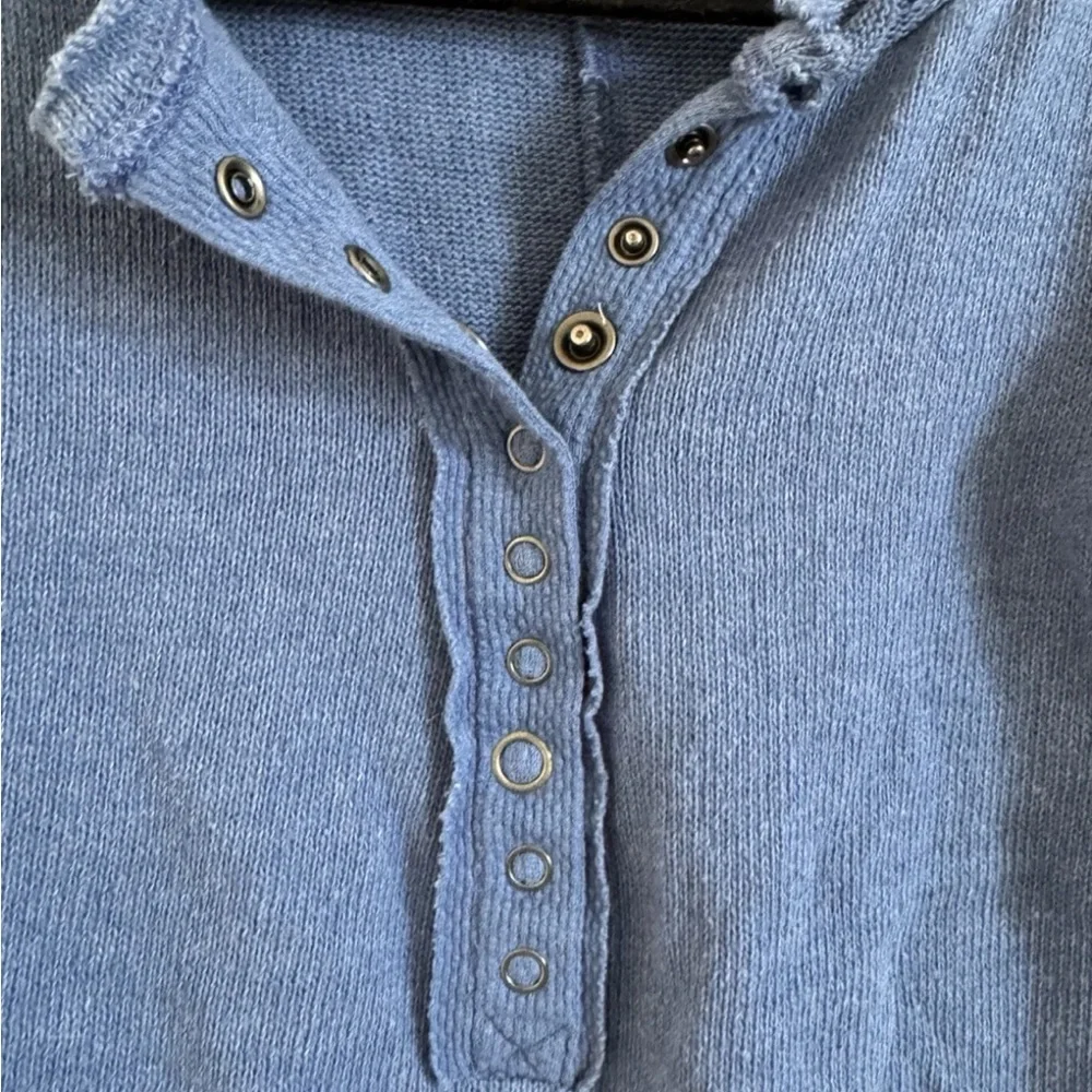 Free People We The Free Blue On The Run Henley Thick Knit Top Size S